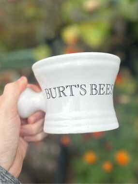 Vintage Burt’s Bees Ceramic Shaving Mug Cup Knob Handle Barber, Apothecary